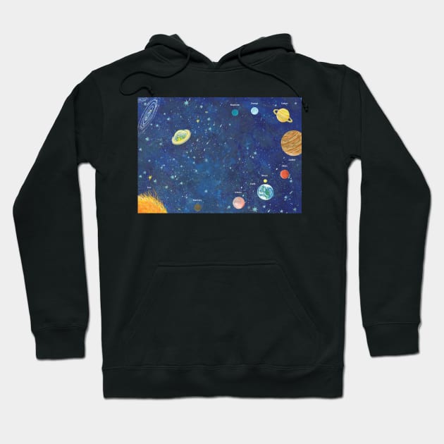 Martian spaceship in our Solar System Illustration Hoodie by Julia Doria Illustration